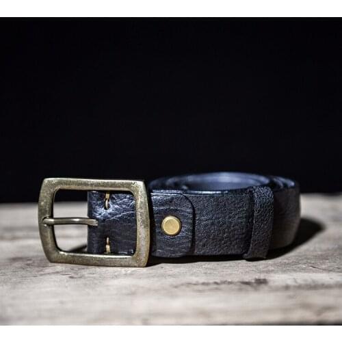 2021 New Mens Ultra-thick Full-grain Cowhide Belt Brown Black Handmade Vintage Brass Buckle Cowhide Easy Tooling Jeans Belt