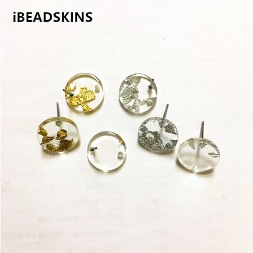 New arrival!15mm 100pcs/lot acrylic coin-shape Built-in silver foil earrings accessories for Earrings DIY( as shown)