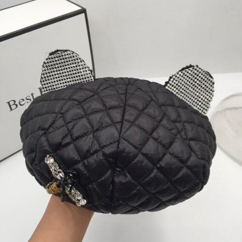 Winter new black beret with ears for women fashion cotton black sequins lovely painter hat