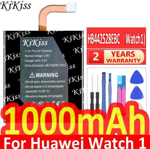 Original KiKiss Replacement Battery HB442528EBC For HUAWEI Watch 1 Watch1 Rechargeable Battery 1000mAh