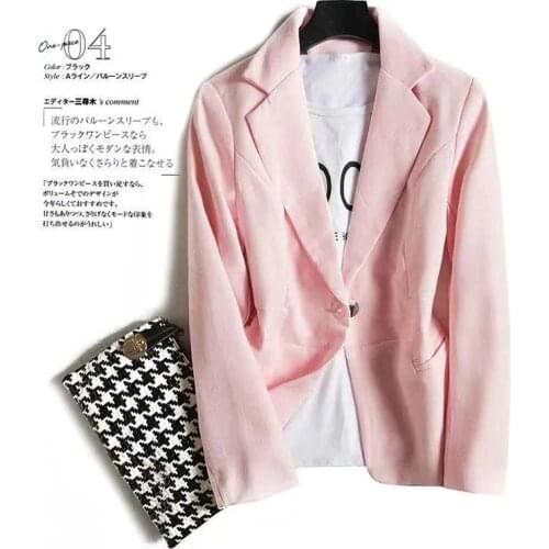 2021 Autumn Fashion Pink Womens Suit Coat Slim Long Sleeve Notched Office Lady Women Blazers And Jackets Blaizer Feminino