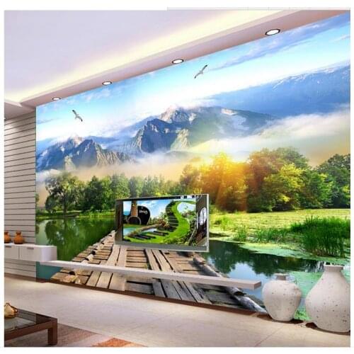 Custom 3d wallpaper 3d wall murals wallpaper TV setting wall Setting wall into the natural space wall paper 3d home decoration