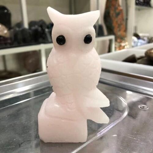 Natural crystal mineral healing stone, hand carved owl, home, room, office desk Standing furnishing articles