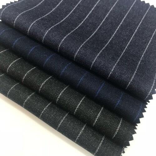 Spot Wholesale New Style for Autumn and Winter Striped Pants Fashion Garment Material Elastic Woven Tr Striped Suit Fabric