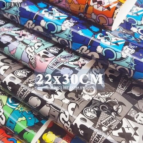 QIBUMAY Character Faux Leather Sheets Cartoon Fashion Smooth Fabric For DIY Bow Maker Materials A4 Handmade Bags Crafts Supplies
