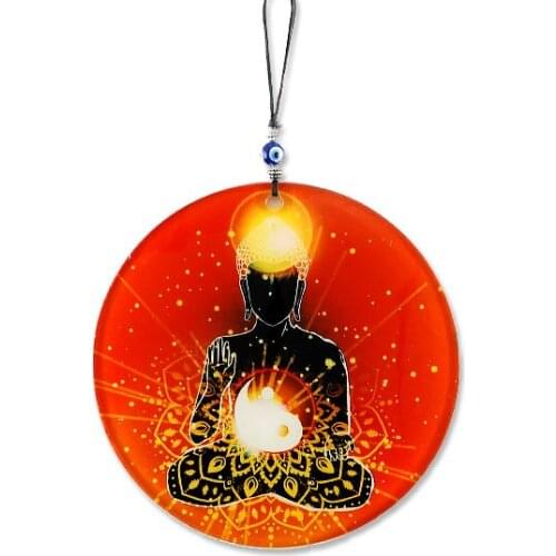 Handmade Yoga Yin Yang Glass Wall Decor 16cm