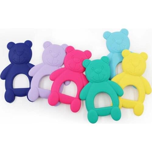 Silicone Baby Teether Bear Shape Molar Stick Food Grade Silicone Pandents Safe Non-toxic Infants Chewing Dental Care