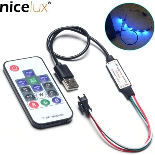 USB controller for 3 Pin WS2812 Digital LED Pixel Strip with Wireless RF Remote DIY WS2812B Control JST Connector cable SK6812