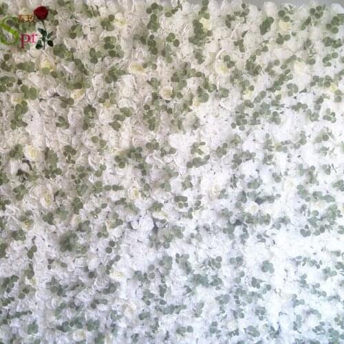 SPR white with foilage flower wall wedding backdrop artificial flower party events table runner centerpiece