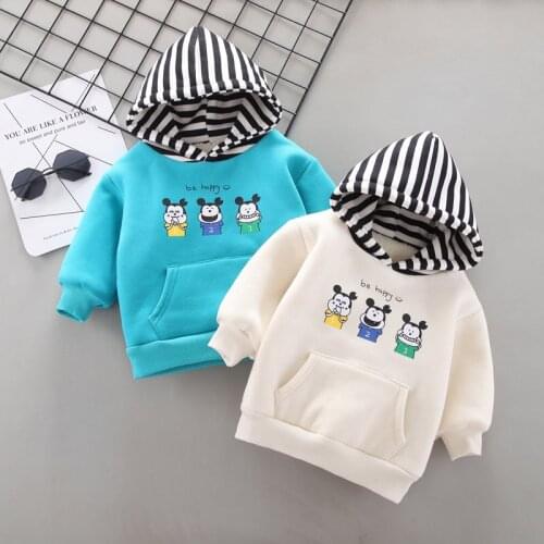 Winter Warm Fashion Baby Clothes Infant Cartoon Thicken Kids Hoodies Tops Boys Girls Cotton Leisure Sports Causal Hooded Outwear