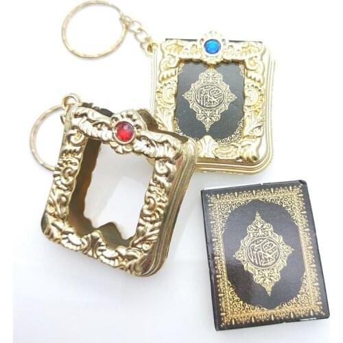 1Pc Muslim Islamic Mini Arabic Quran Pendant Keychain Allah Real Paper Book Can Read Pendant Keyring Key Ring Religious Jewelry