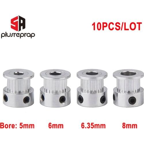 10PCS GT2 20 Teeth Timing Pulley Bore 5mm 6.35mm 8mm For 6mm Belt 3D Printer Parts Wholesale