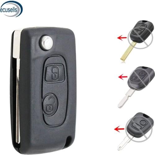 2 Buttons Modified Folding Flip Remote Key Shell for-Peugeot 406 206 HU83 Blade