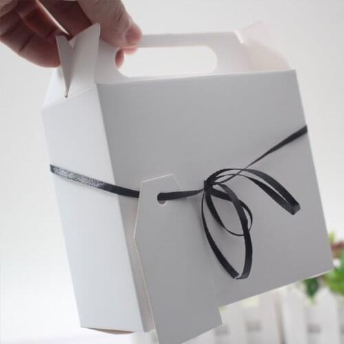 5pcs Big Gift Bag with Handle Gift Box Food Cake Candy Boxes Kraft Paper Cardboard Box Packaging Wedding Birthday Party Favors