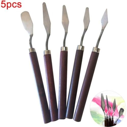 5PCS Mixed Palette Knife Painting Stainless Steel Scraper Spatula Art Supplies for Artist Canvas Oil Paint Color Mixing