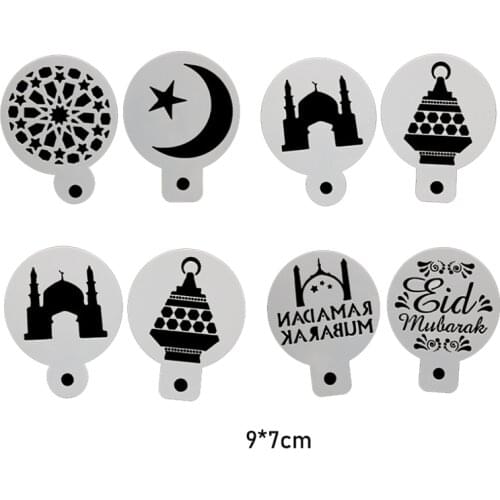 8 Pcs Stencils Fancy Thick Coffee Milk Foam Spray DIY Scrapbook Coloring Diary Doodle Printing Template Office School Supplies