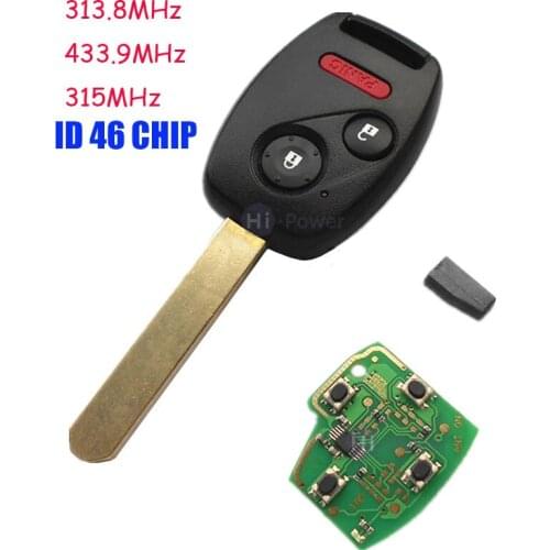 Car Remote Car Key Shell DIY 313.8/315/433MHz ID46 Chip for Honda Civic EX Si 2006 2007 2008 2009 2010 2011 For Honda N5F-S0084A