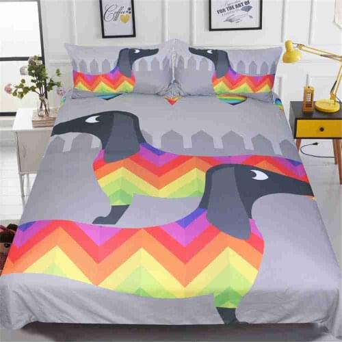 Free shipping animal dachshund dog colors zebra bedding set 1pc duvet cover&2pcs pillow cases home textile