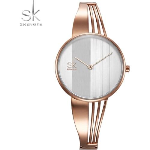 2018 New Shengke Fashion Lady Quartz Watch Inner Shadow 3D Creative Watch Women Relogio Feminino Gold Openwork Gift Box Saat
