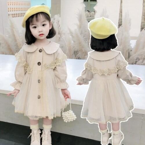 Childrens clothing autumn new coat small medium-sized girls Korean veil windbreaker female treasure doll collar top
