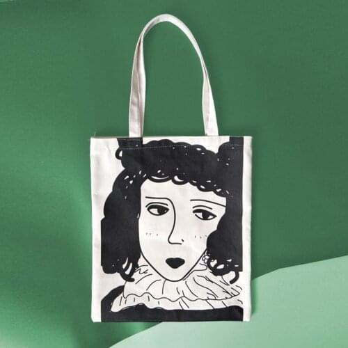 Korean art canvas bag student shoulder bag handbag female bag letter canvas bag simple forest female bag tide