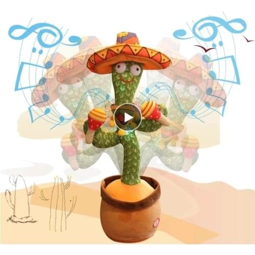 Cactus Plush Toy Electric Singing Shake Dancing Doll Speak Sound Record Repeat Toy Twisting Cactus Home Decoration Accessories