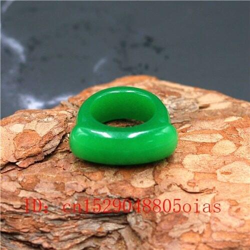 Natural Green Jade Ring Chinese Jadeite Amulet Fashion Charm Jewelry Hand Carved Crafts Gifts for Women Men