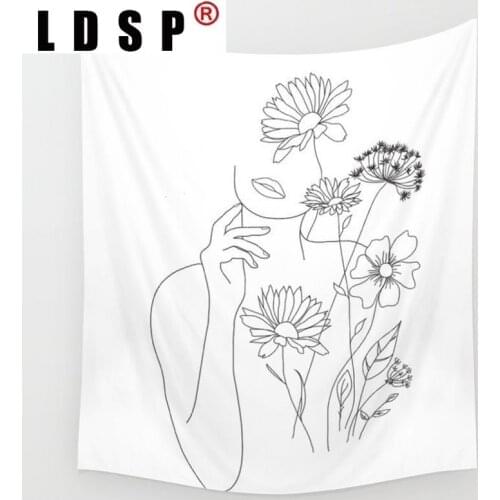 LDSP Line Painting Women Abstract Tapestry Wall Hanging Covering Rugs Background Cloth Beach Mat Blanket Art Bedroom Home Decor