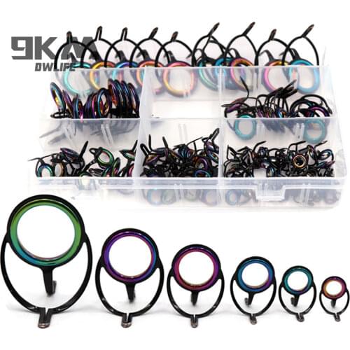 Fishing Rod Guide Rainbow Multicolor Repair Kit Pole Guide Tip Ring Stainless Steel Frame Ceramic Ring Tip Wire Loop