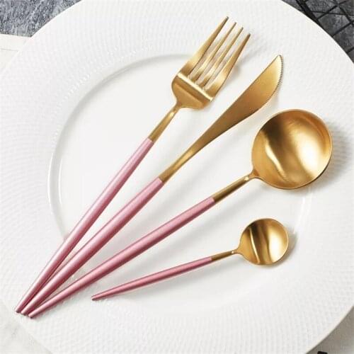 Stainless Steel Dinner Set Cutlery Luxury Knife Fork Spoon Dessert Dinnerware Western Food Silverware Kitchen Tableware