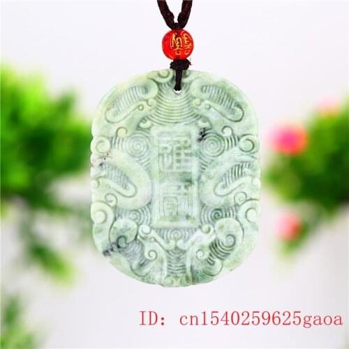 Jade Dragon Phoenix Pendant Necklace Amulet Carved Gifts Women Men Jewelry Natural Chinese for Charm Double-sided Green Fashion