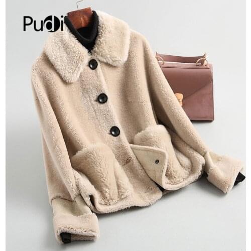 Women New Fashion Real Sheep Shearing Fur Jacket Lady Female Short Real Wool Fur Fall Winter Coat Over Size Parkas A19004