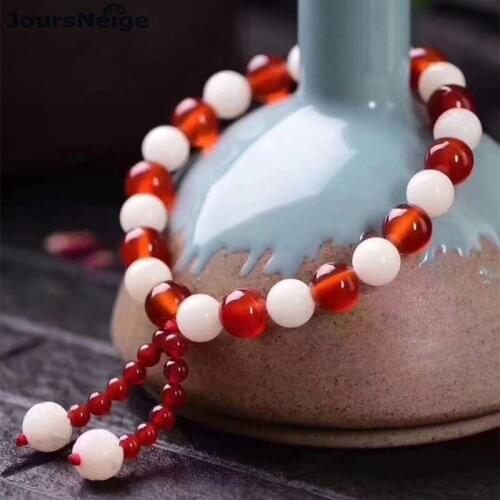 Wholesale Red White Natural Crystal Bracelet Round Bead white Bodhi lotus bracelet Beauty for Women Bracelet Jewelry JoursNeige