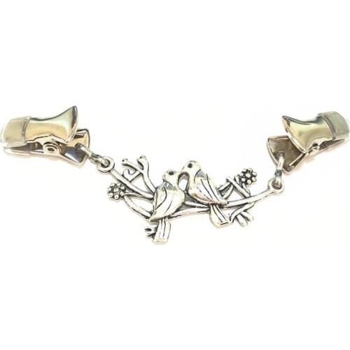 Couple Birds Cardigan Clip Women Vintage Sweater Guard Shawl Buckle Cinch Clothes Mitten Keeper