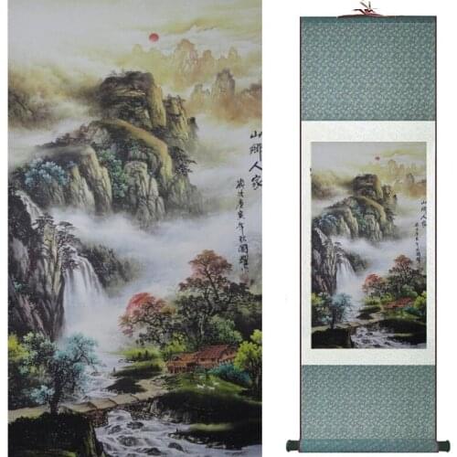 Landscape painting Home Office Decoration Chinese scroll painting Mountains and river painting 19082419