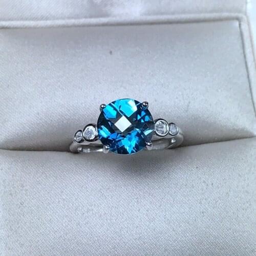 Attractive natural topaz gemstone Ring heart sky blue color Jewelry 925 sterling silver certified gem girl birthday party gift