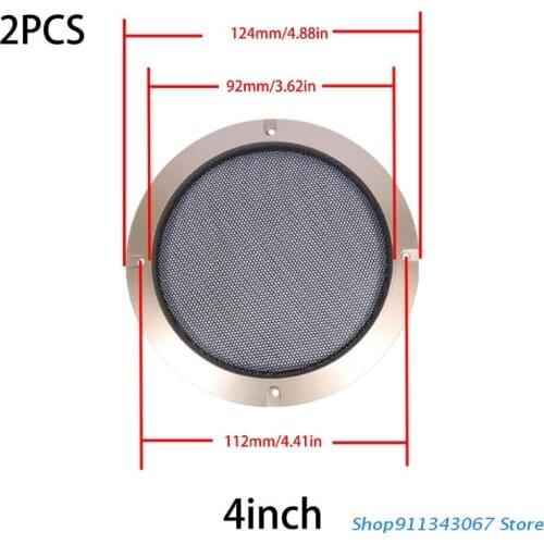 2Pcs For 2"/3"//5"/6.5"/8"/10" inch Speaker Conversion Net Cover Decorative Circle Metal Mesh Grille Golden