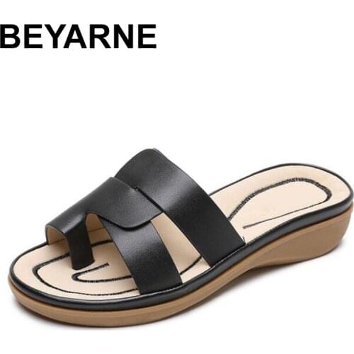 BEYARNE Fashion women shoes Bohemian style wedge non-slip flip flops bathroom beach platform comfort non-slip slippers women