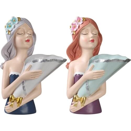 Resin Bouquet Girl Statue Art Craft Living Room Home Garden Ornament