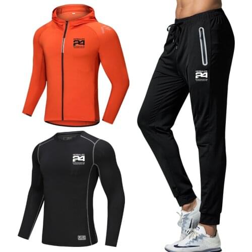 Herbalife h24 Sports suit mens autumn running elastic tight-fitting breathable fitness suit suit jacket long T-sleeved trousers