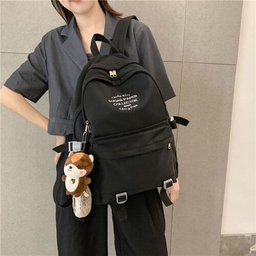 New English embroidery waterproof nylon schoolbag Korean version harajuku Ulzzang backpack lovers large capacity laptop backpack