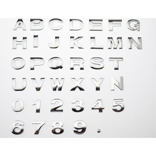 Top quality Personalized 3D metal English Letter emblem Digital Figure Number Chrome DIY Car word Badge Logo Automobile Stickers