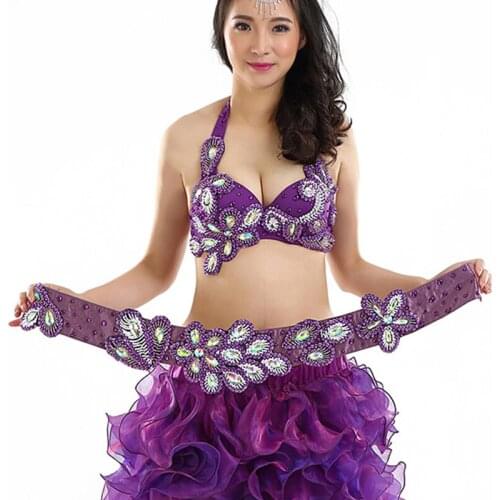 High-grade Group performance Belly Dancing Egyptian Costumes Oriental Dance 2pcs Women Professional Belly Dance Costume Bra Belt