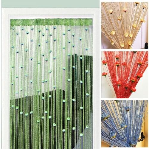 Door Line Curtain Rose Flower Shape Window Thread Hanging Vestibule String Curtains Tassel Valance Divider Decoration Home DIY