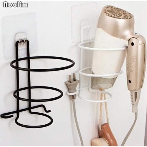 NOOLIM Iron Hair Dryer Holder Rack Hair Dryer Shelf Metal Wall-mounted Bathroom Walls Shelf Storage Hair Dryer Rack Stand