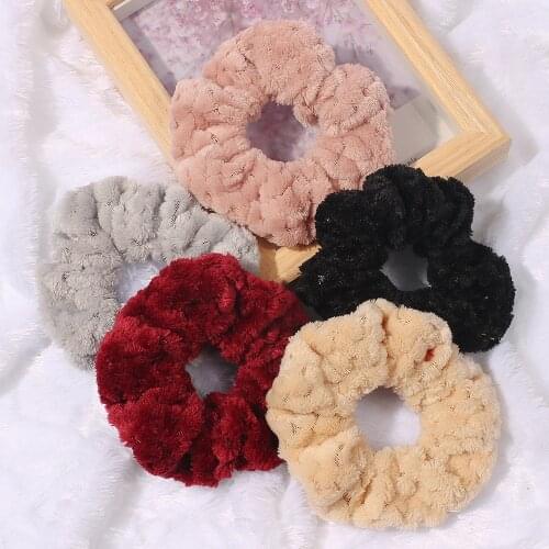Women Coral Fleece Hair Bands Scrunchies Winter Hair Rubber Bands for Children Hair Tie Headband Fashion Hair Accessories