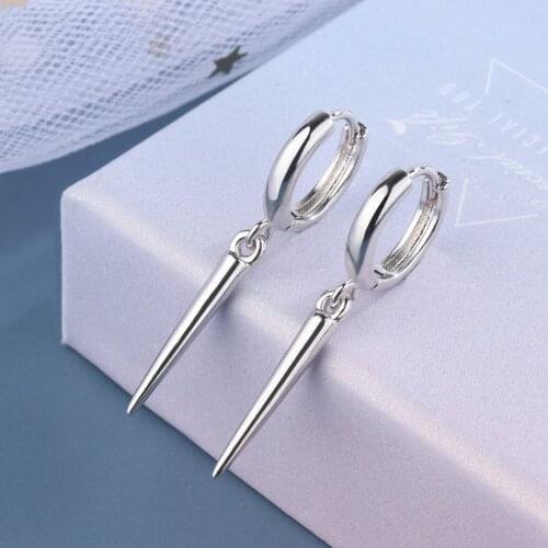 100% 925 Sterling Silver Korean Geometric Stud Earrings For Women Kids 2020 Wedding Party Jewelry Gift Female pendientes