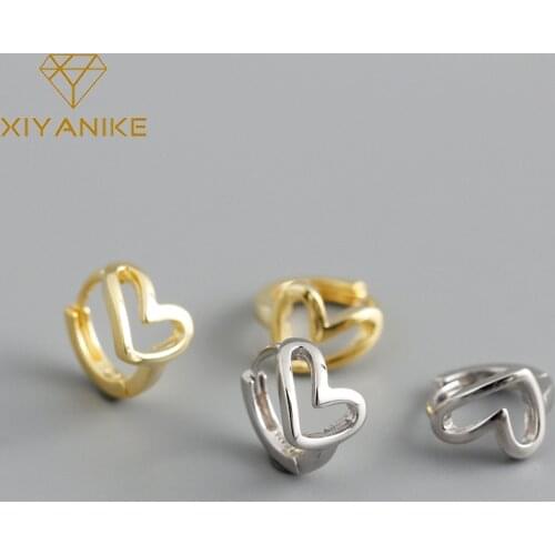 XIYANIKE 925 Sterling Silver Hot Sale Hollow Heart Hoop Earrings For Female Fashion Light Luxury Handmade Jewelry Accessories
