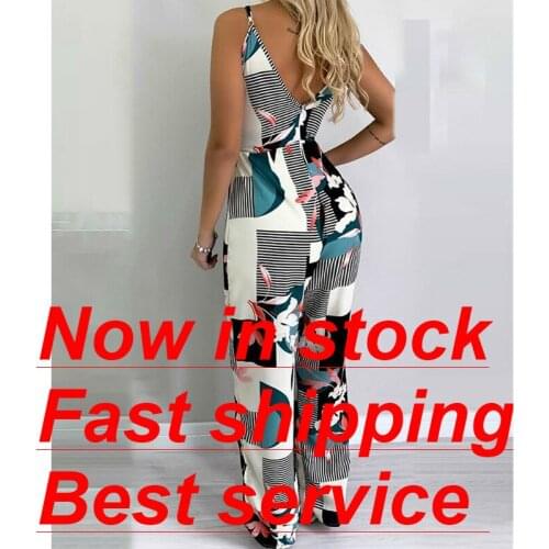 Womens Sexy Party Club Bodycon Jumpsuit Romper Polka Dot Stripe Floral Print Wide Leg Pants Bodysuit Playsuit