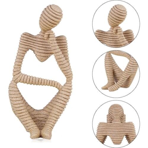 1x Sandstone Abstract Hand Carved Statue Art Sculpture Figurine Thinker Home Decor